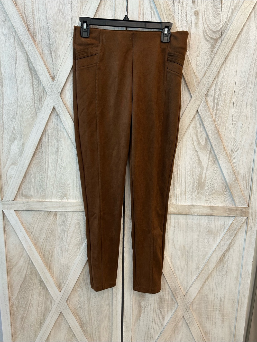 paparazzi Brown Suede Ponte Skinny Pull-On Pants